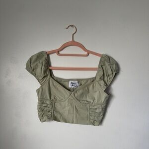 Princess Polly sage green corset style crop top